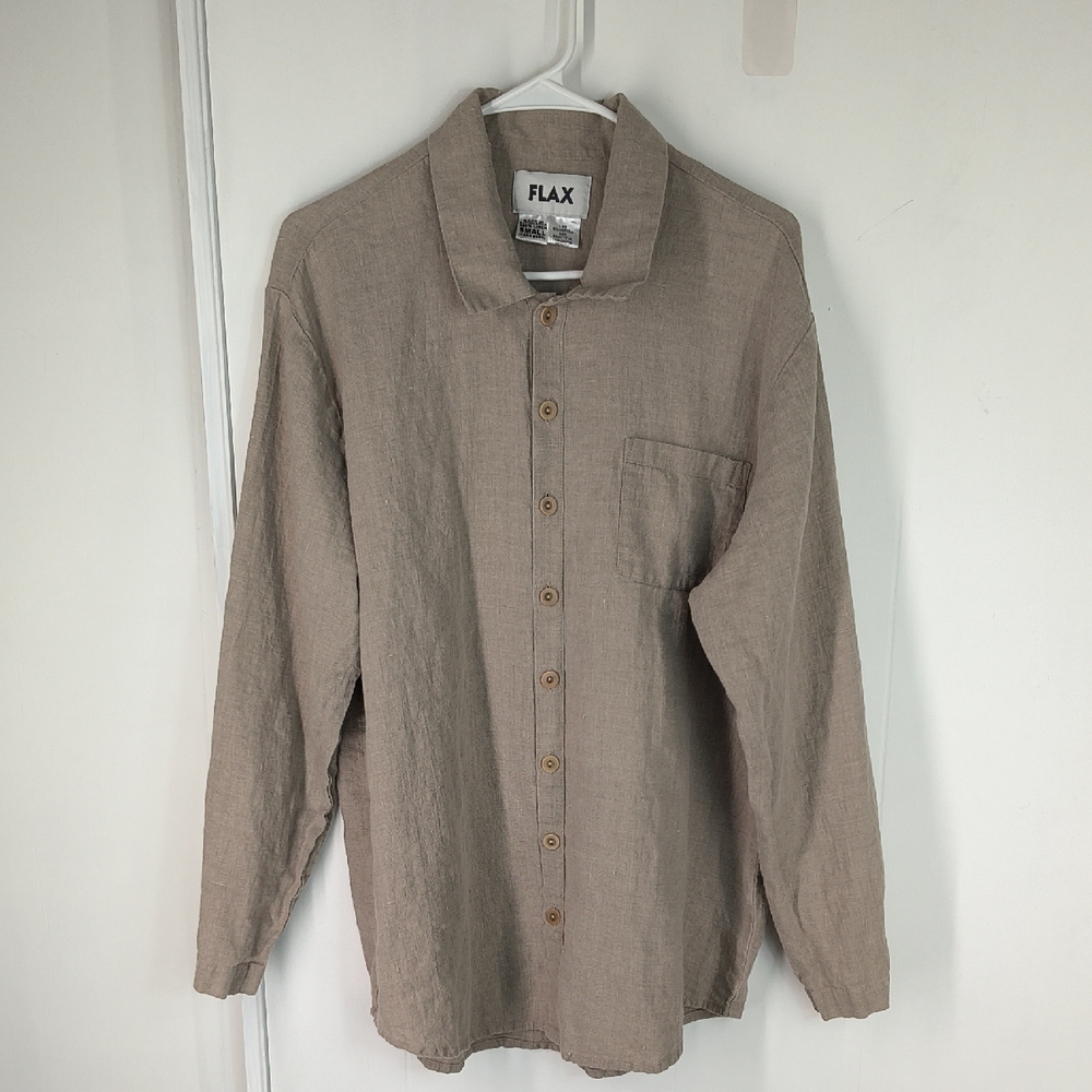 Flax 100% Linen Button Down Shirt Size Small